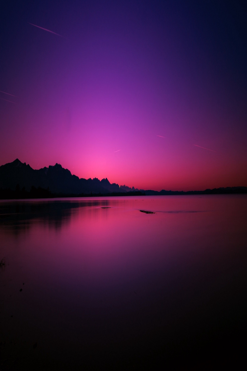 purple landscape #reflection #dusk #evening pink sky #lake