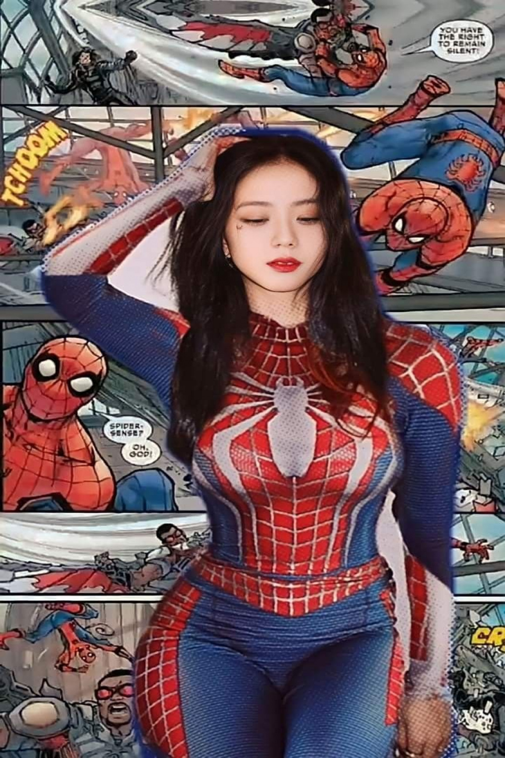 Spider woman Kim Jisoo  Spiderman girl, Kpop girls, Blackpink fashion