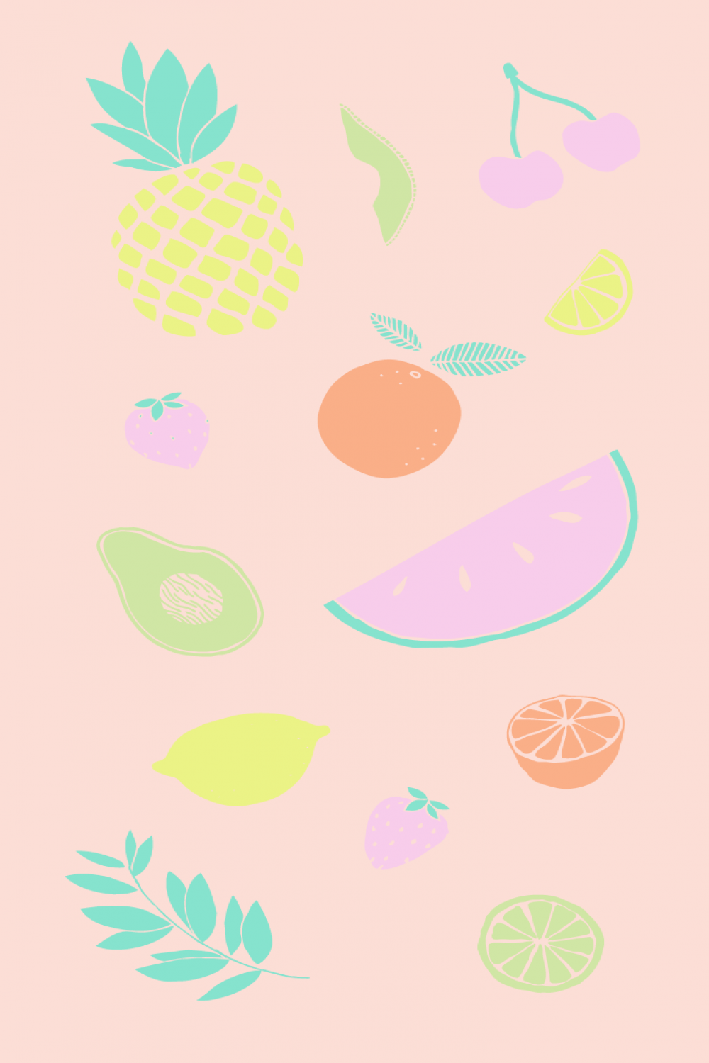 Summer Fruits Watercolor iPhone Wallpaper Home Screen @PanPins