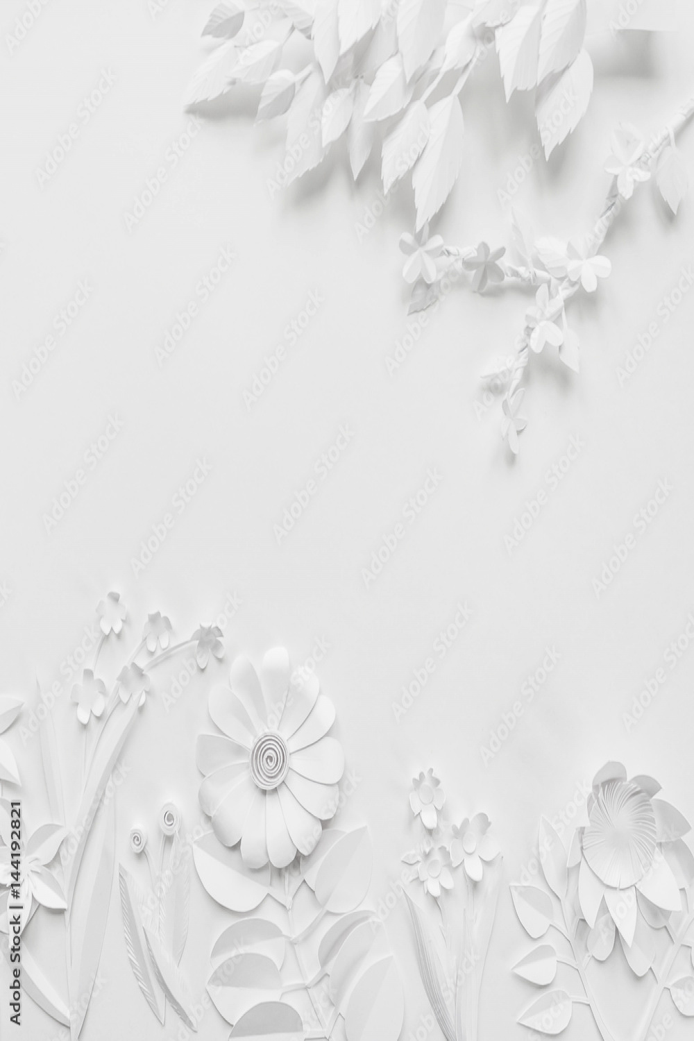 white paper flowers wallpaper, spring summer background, floral