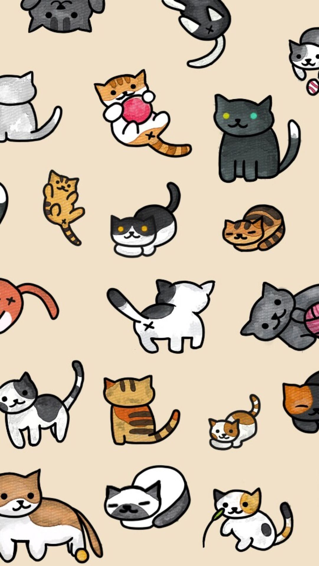 20 Cute Cat Illustration Wallpaper Iphone