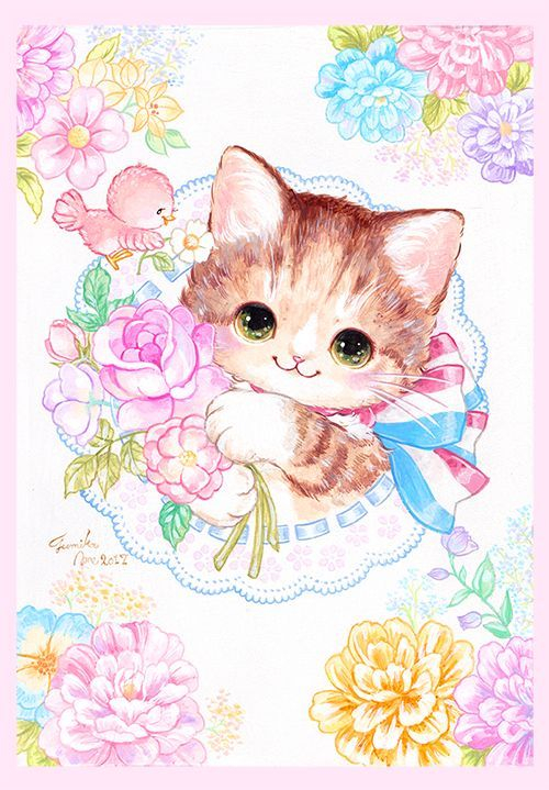 20 Cute Cat Illustration Wallpaper Iphone