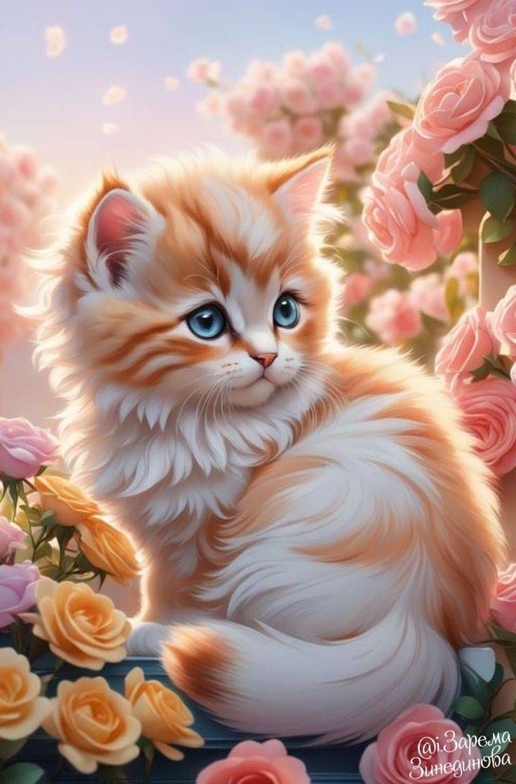 20 Cute Cat Illustration Wallpaper Iphone