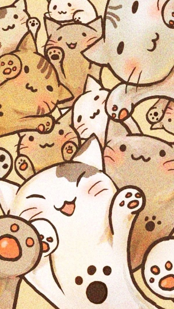 20 Cute Cat Illustration Wallpaper Iphone